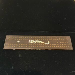 Vintage North Star Cribbage Board with Inlaid Mother-of-Pearl Dragon